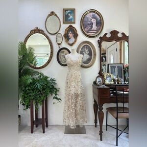 Champagne Floral Embroidered Midi Dress XSScape